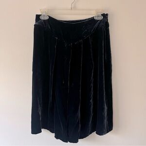 Brora Velvet Pleated Skirt 8 Blue Holiday Silk Glam